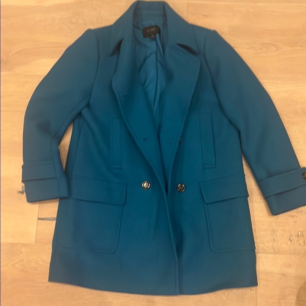 Ann Taylor Blue Peacoat Double-Breasted Jacket - Picture 2 of 5